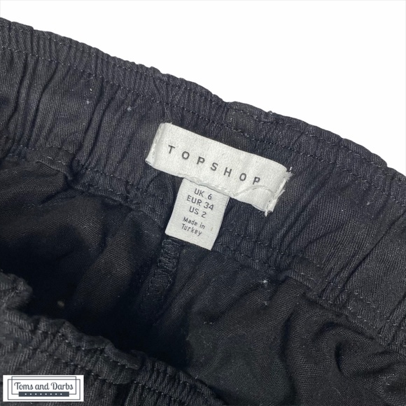 Topshop High Waisted Wide Leg Cargo Pant with Pockets - Black - Picture 8 of 14